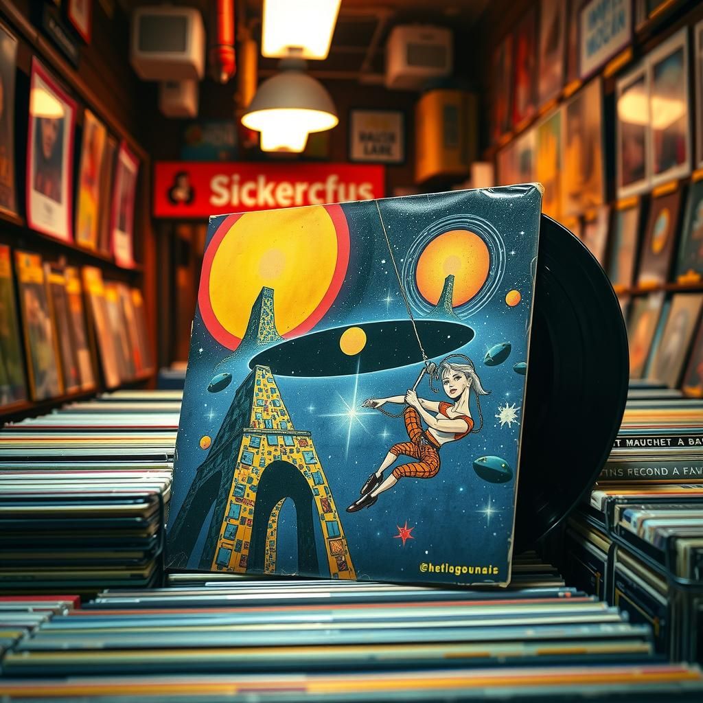 Psychedelic Rock Album in Vintage Record Store