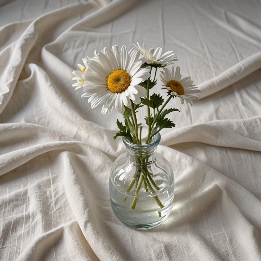 Delicate Watercolour Daisy Still Life in Impressionist Style