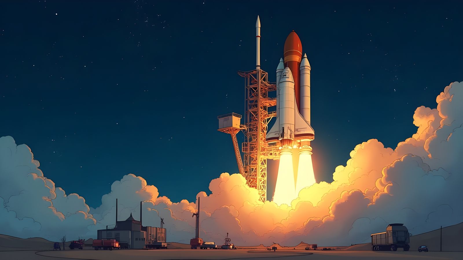 Apollo 13 Launch in Studio Ghibli Style