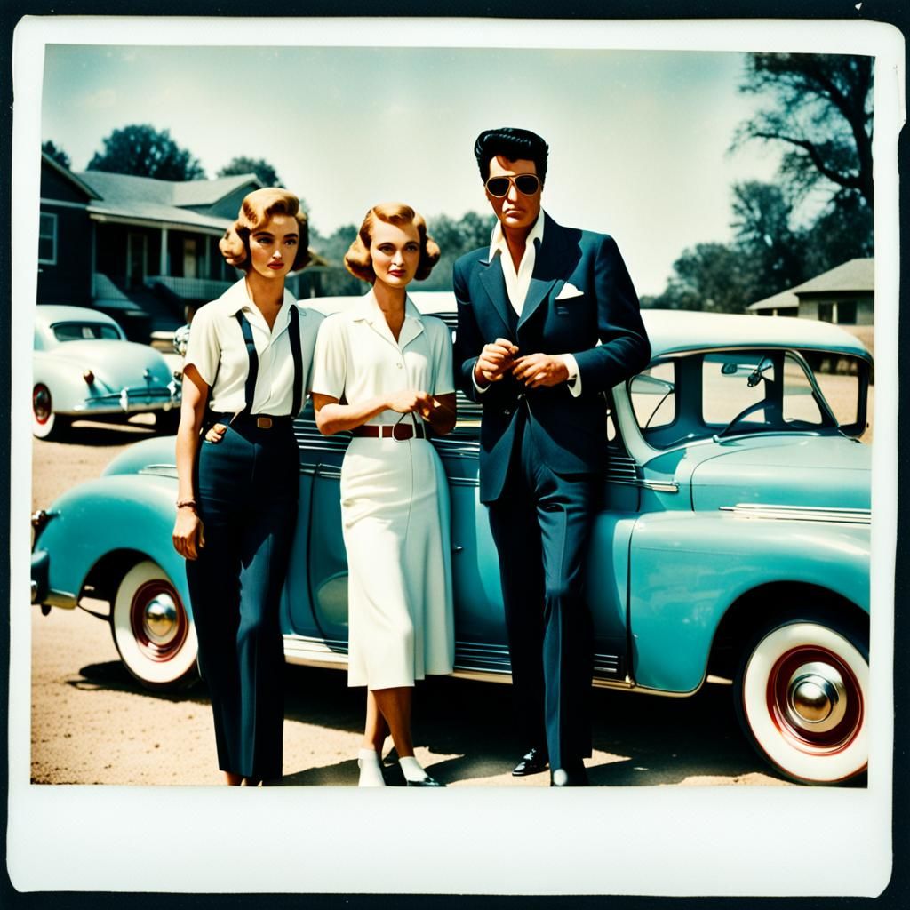 Vintage Polaroid of Bonnie and Clyde with Elvis