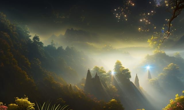 Mystical Stars and Sparkles in Space