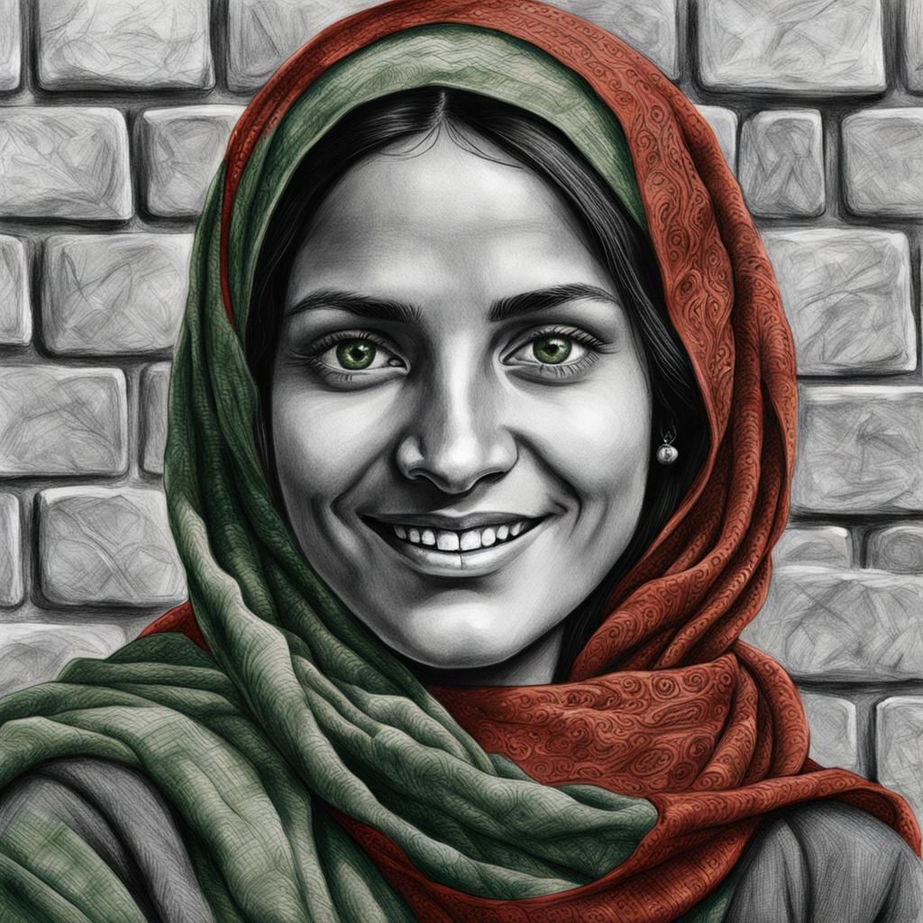 Portrait of an Afghan Girl: Pencil Sketch