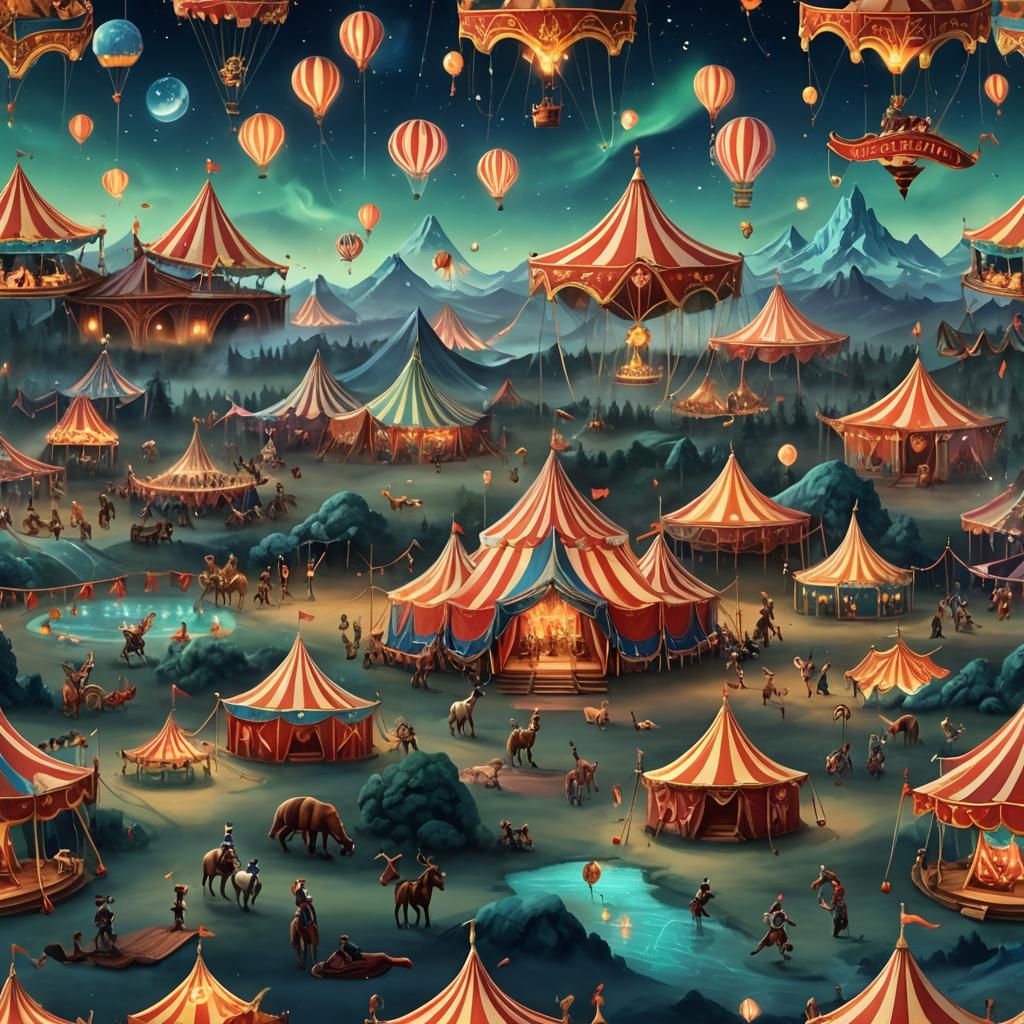 Celestial Aurora Circus: Acrobats Among the Stars