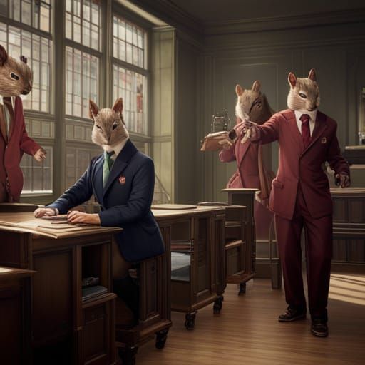 Squirrels in Suits Teach Class: Detailed Matte Painting