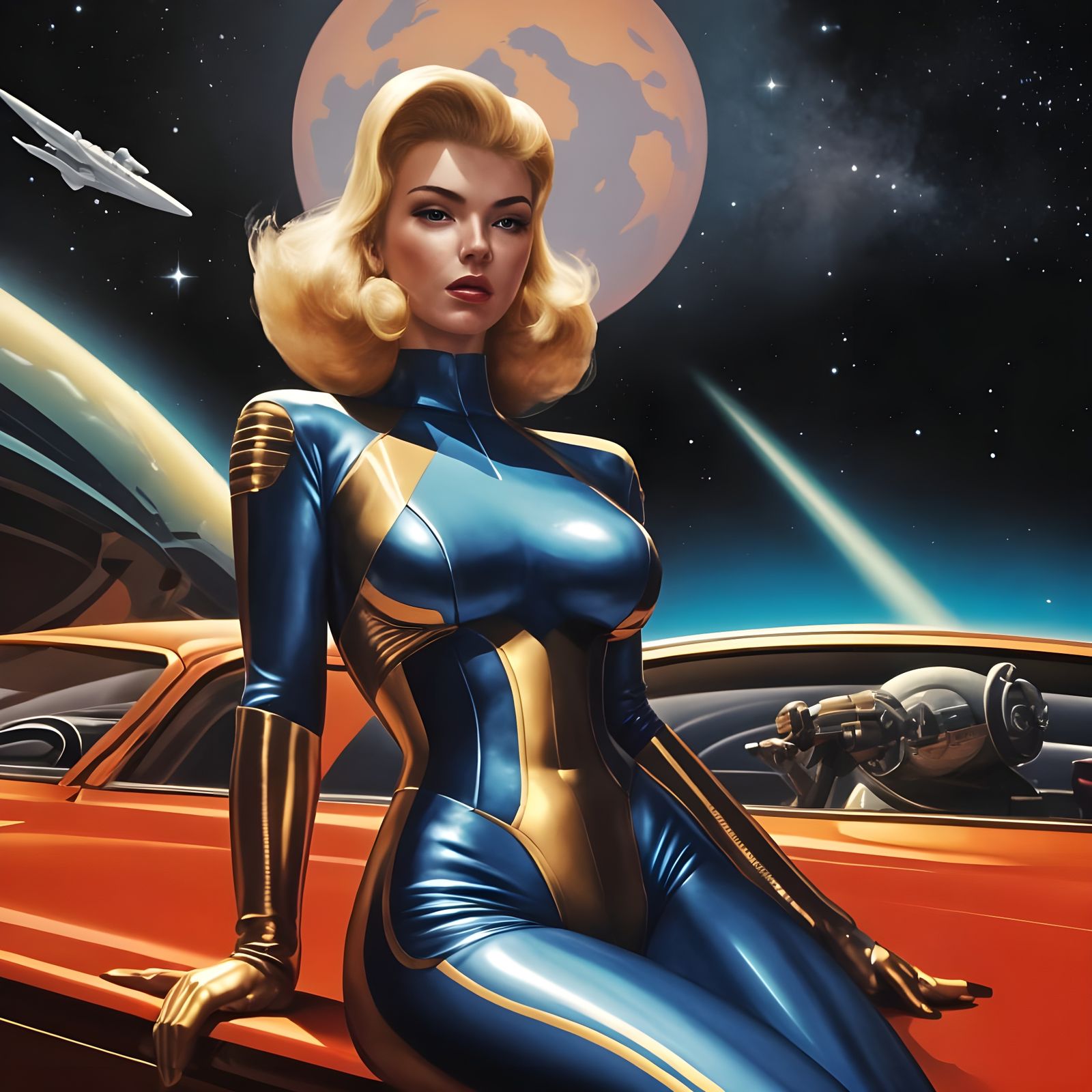 Futuristic Space Goddess in Red