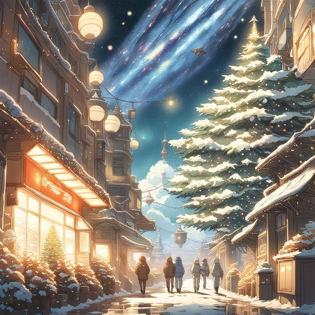 Christmas in Spaceship: Studio Ghibli Anime Visual