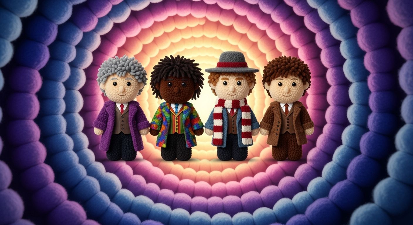 Whimsical Pom-Pom Doctors in Time Vortex