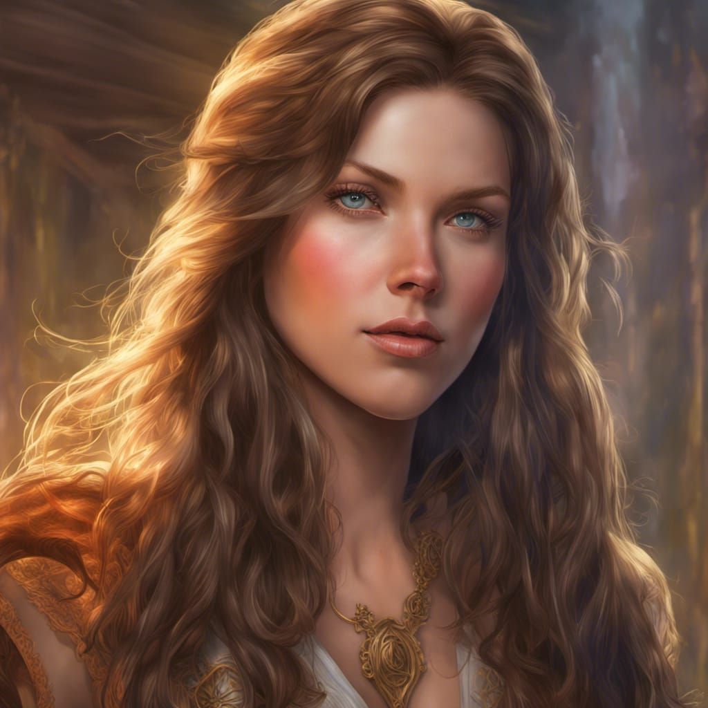 Beautiful Woman Portrait in Fantasy Art Style