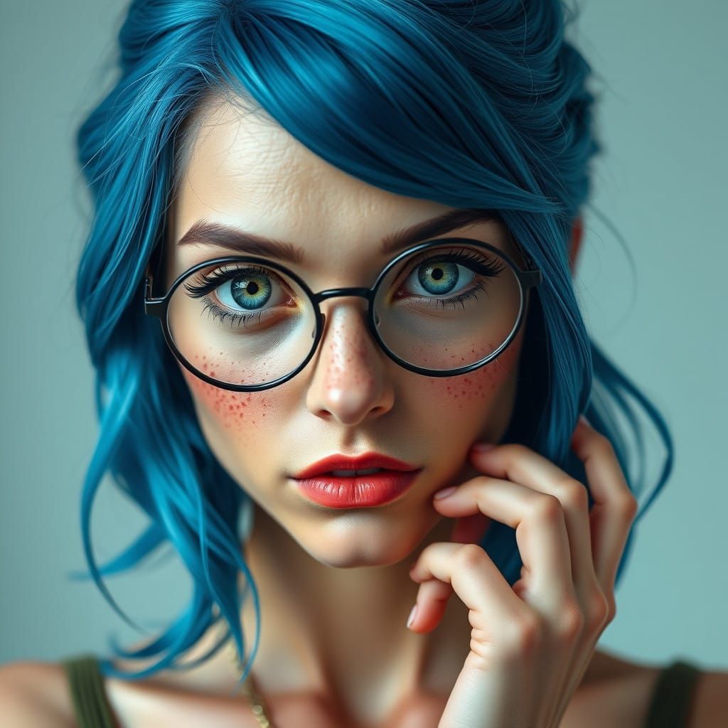 Vintage-Inspired Woman with Unique Features