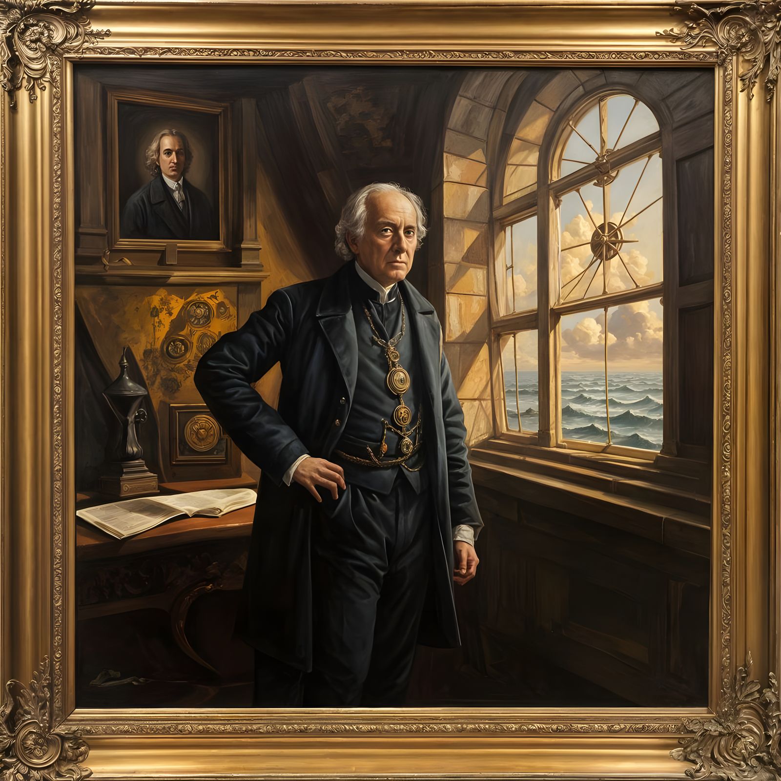 Historical Portrait of Christopher Columbus in Oil Paint