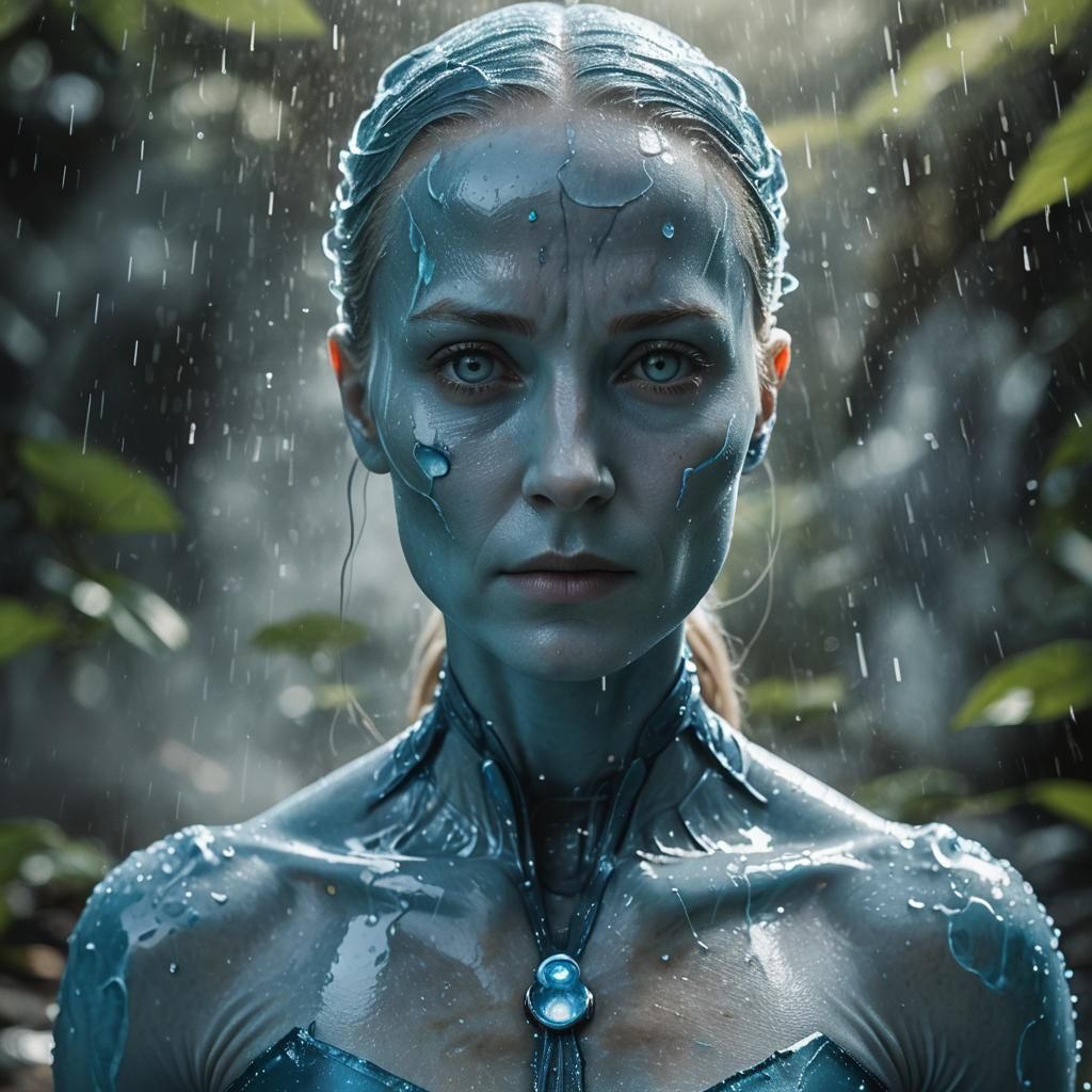Hyperrealistic Portrait: Female Dr. Manhattan Radiating Ethe...