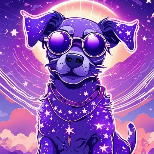 Psychedelic Purple Puppy in Graffiti Art Style