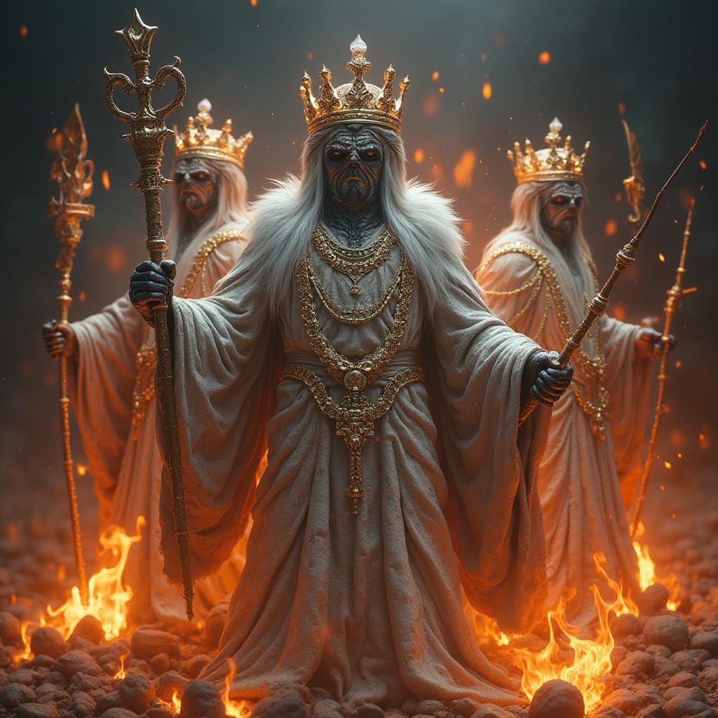 Flaming Diamond Royals in Glitch Art Style