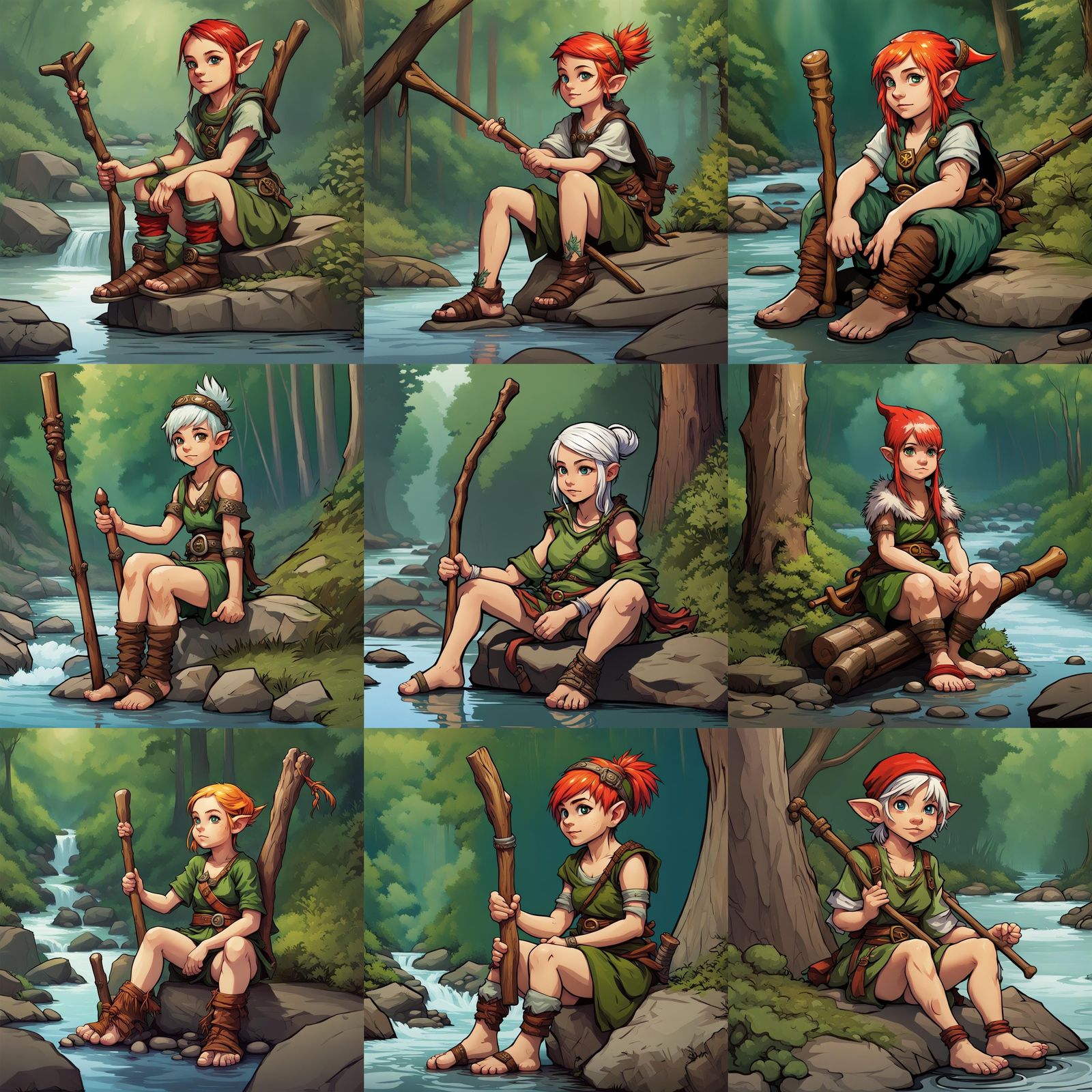 Gnome Druid Girl by River in Baldur's Gate Style