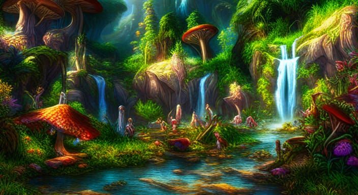 Pandora Planet Landscape with Bioluminescent Flora