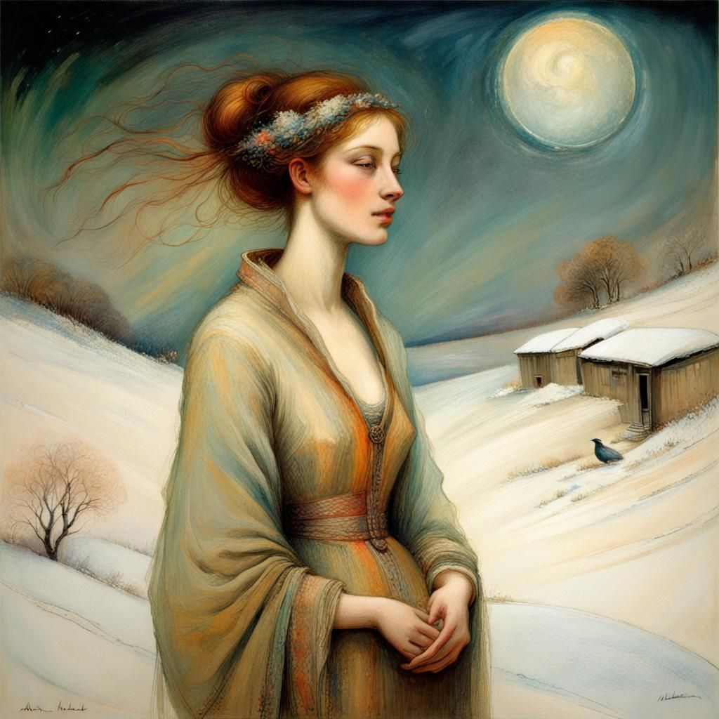 Beautiful Woman in Symbolic Style