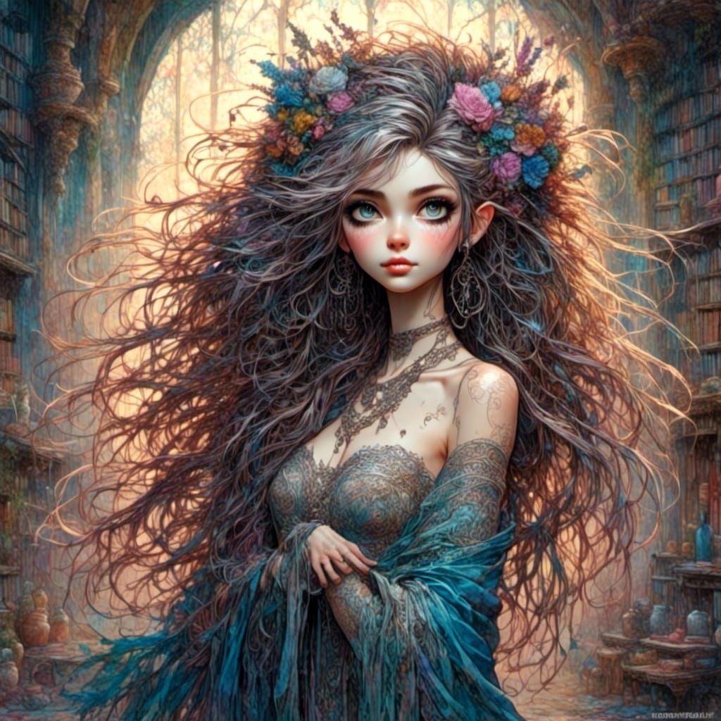 Beautiful Young Woman in Diaphanous Gown