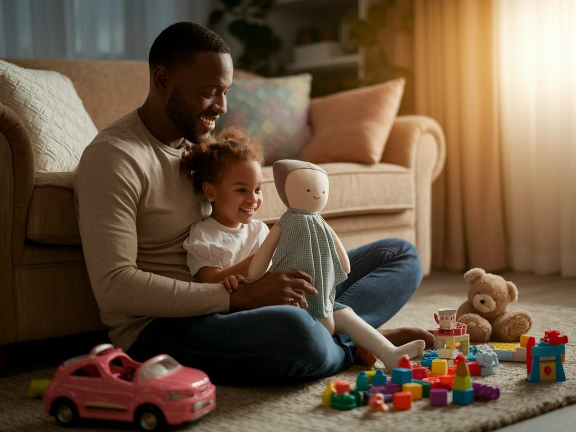 Heartwarming Father-Daughter Moment in Golden Light