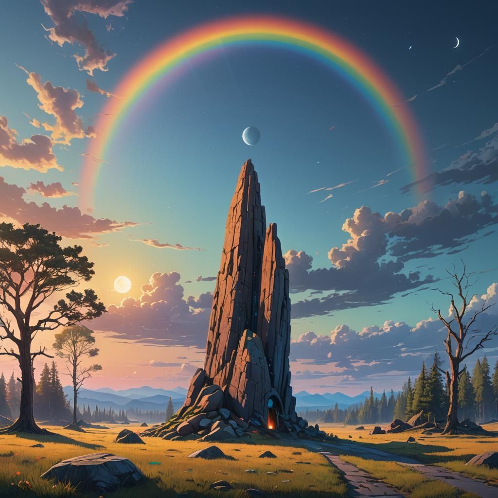 Morning Moon Meets Night Sun: Fantasy Concept Art