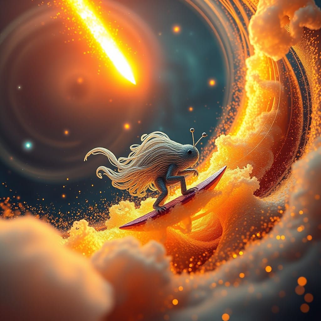 Kawaii Moana Surfer in Cosmic Comet Scene