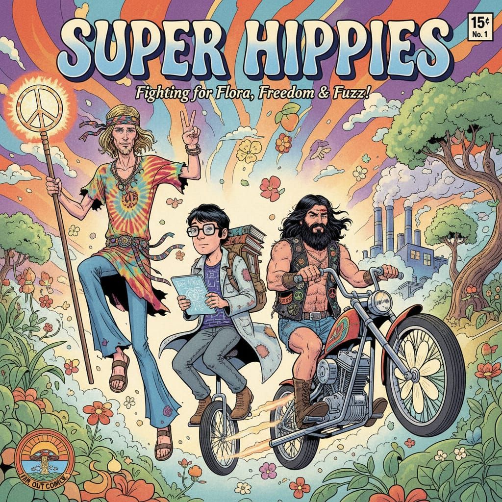 Super Hippies Comic Book Cover Art
