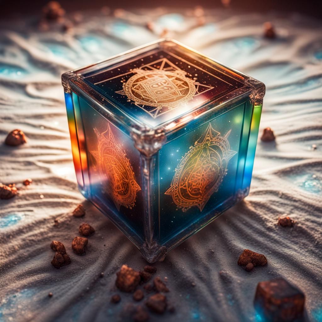 Glass Cube with Fool Tarot on Mars