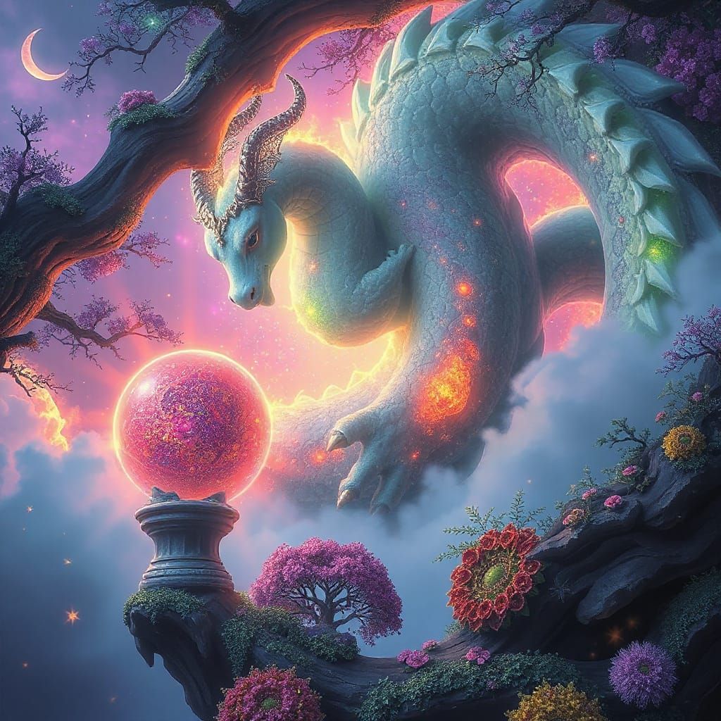 Whimsical Celestial Dreamscape in Vibrant Colors