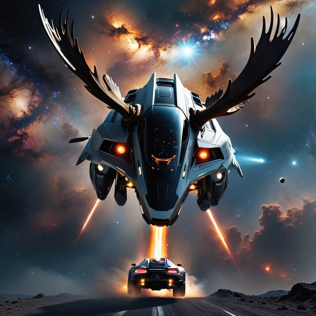 Stellar Space Coupe Soaring Through Galaxy