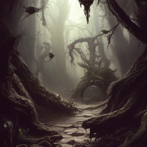 Goblin Core Fantasy Art in Purple and Yellow