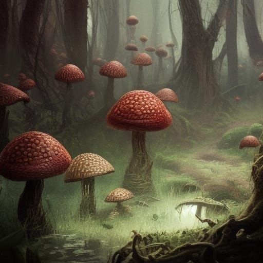 Goblincore Landscape in Dark Fantasy Style