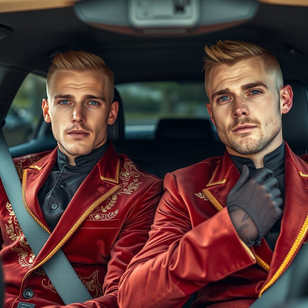 Handsome men in the car