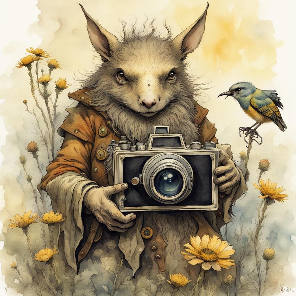 Mystical Creature in Watercolor and Ink