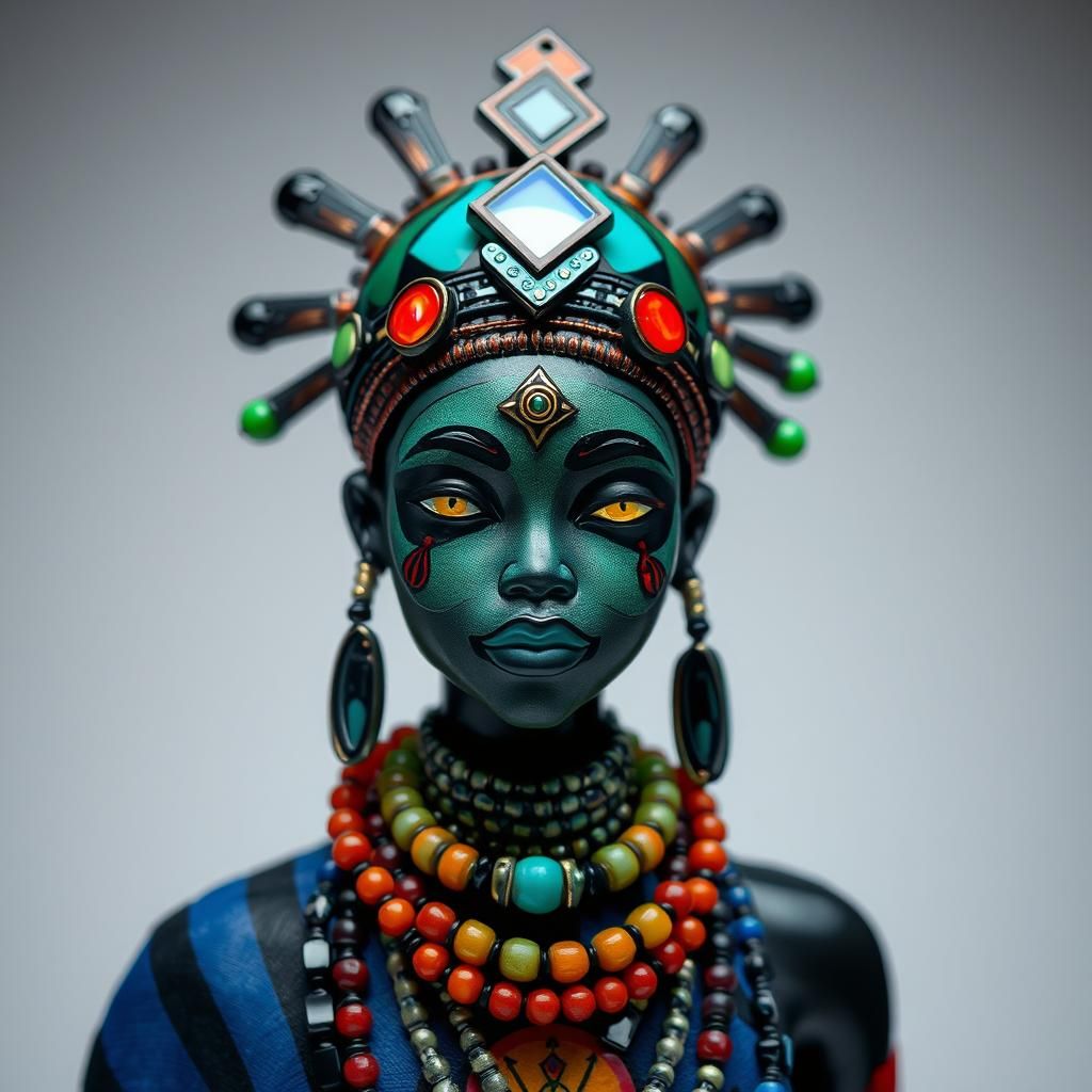 Afrofuturist Masai Queen Glass Figurine