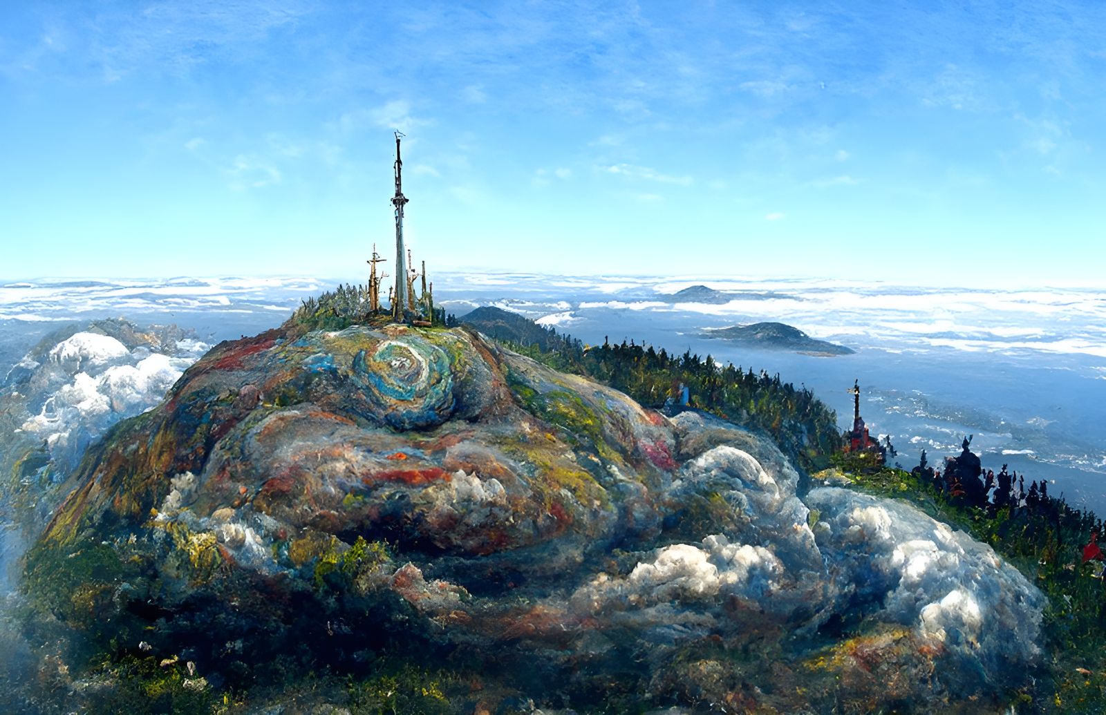 EastSound Vista with Celestial City, Impressionistic Clouds