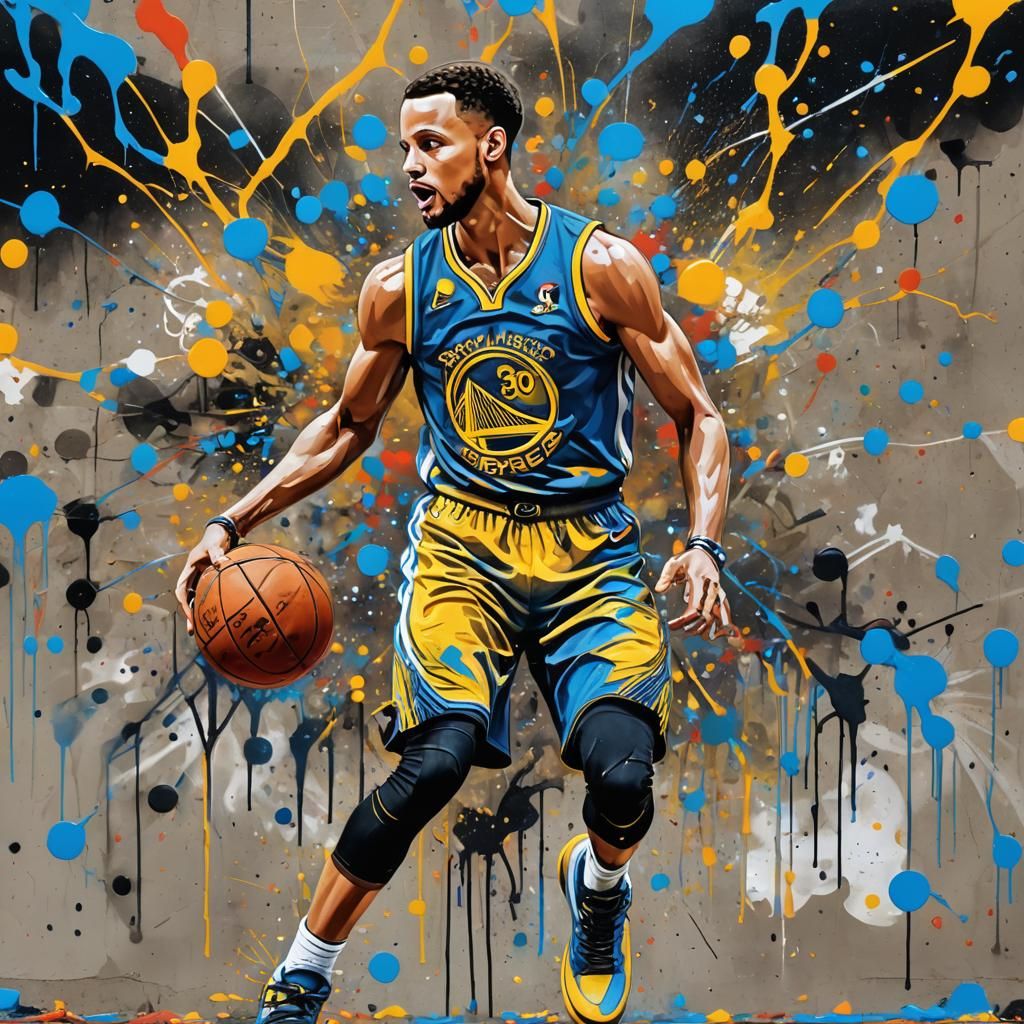 Steph Curry Graffiti Art in Splash Style