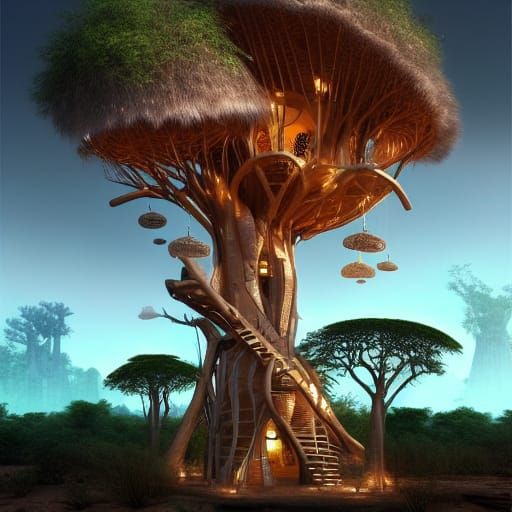 Futuristic Baobab Treehouse in Madagascar