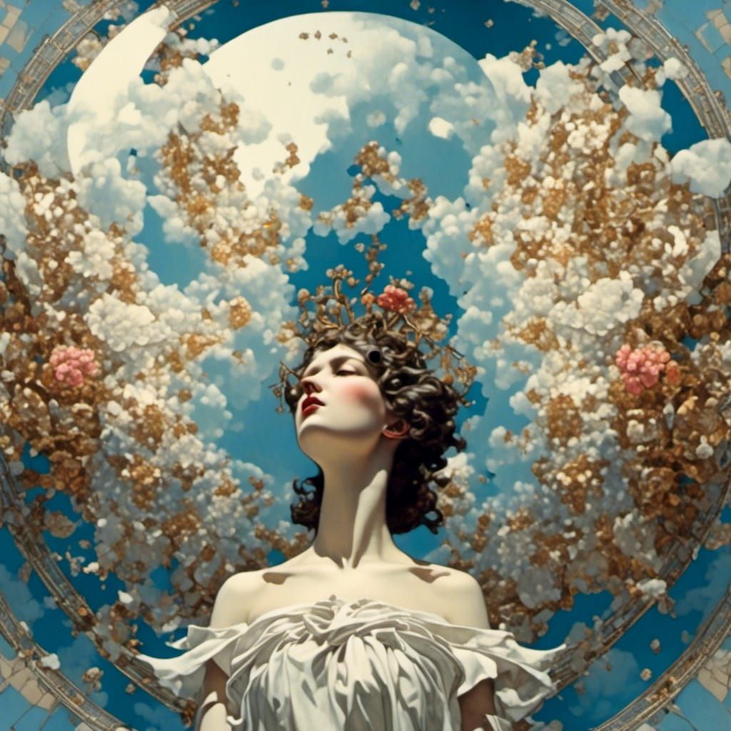 Surreal Dark Scene in Art Nouveau Style