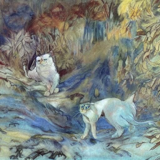 Noble Cat's Return, Inspired by Vrubel and Ghibli