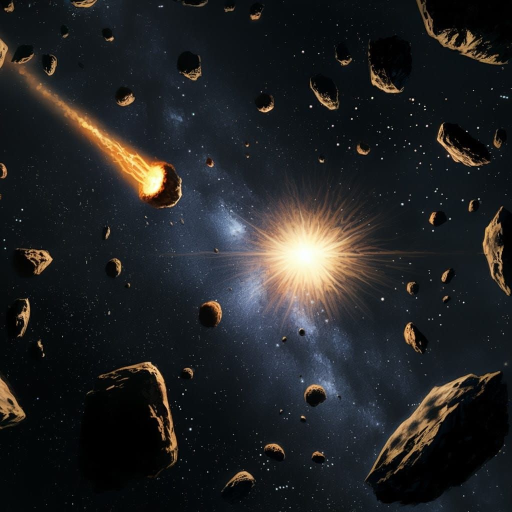 Dramatic Asteroid Impacts in Deep Space