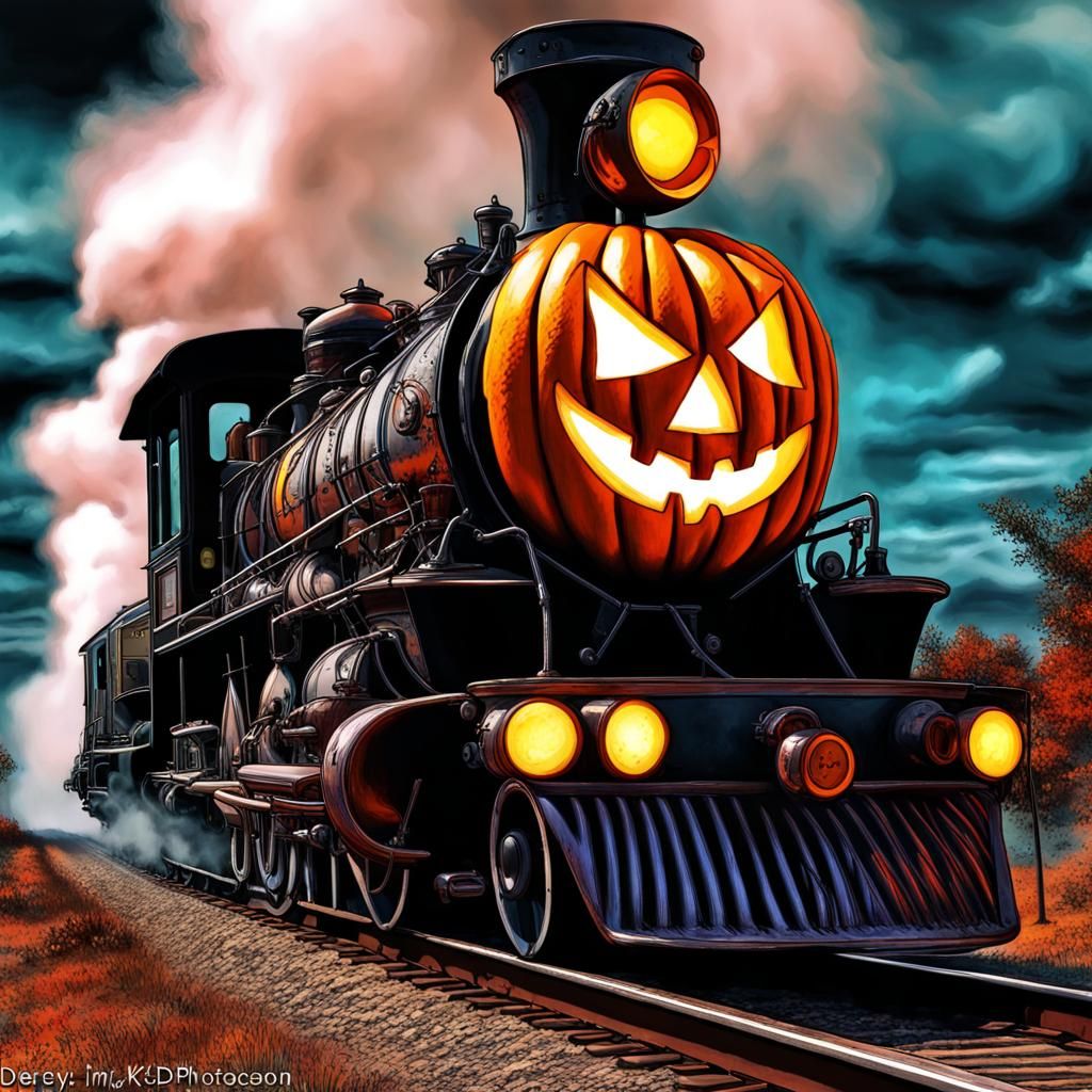 Jack o Lantern  steam Train  bringing ghost to the festival,...