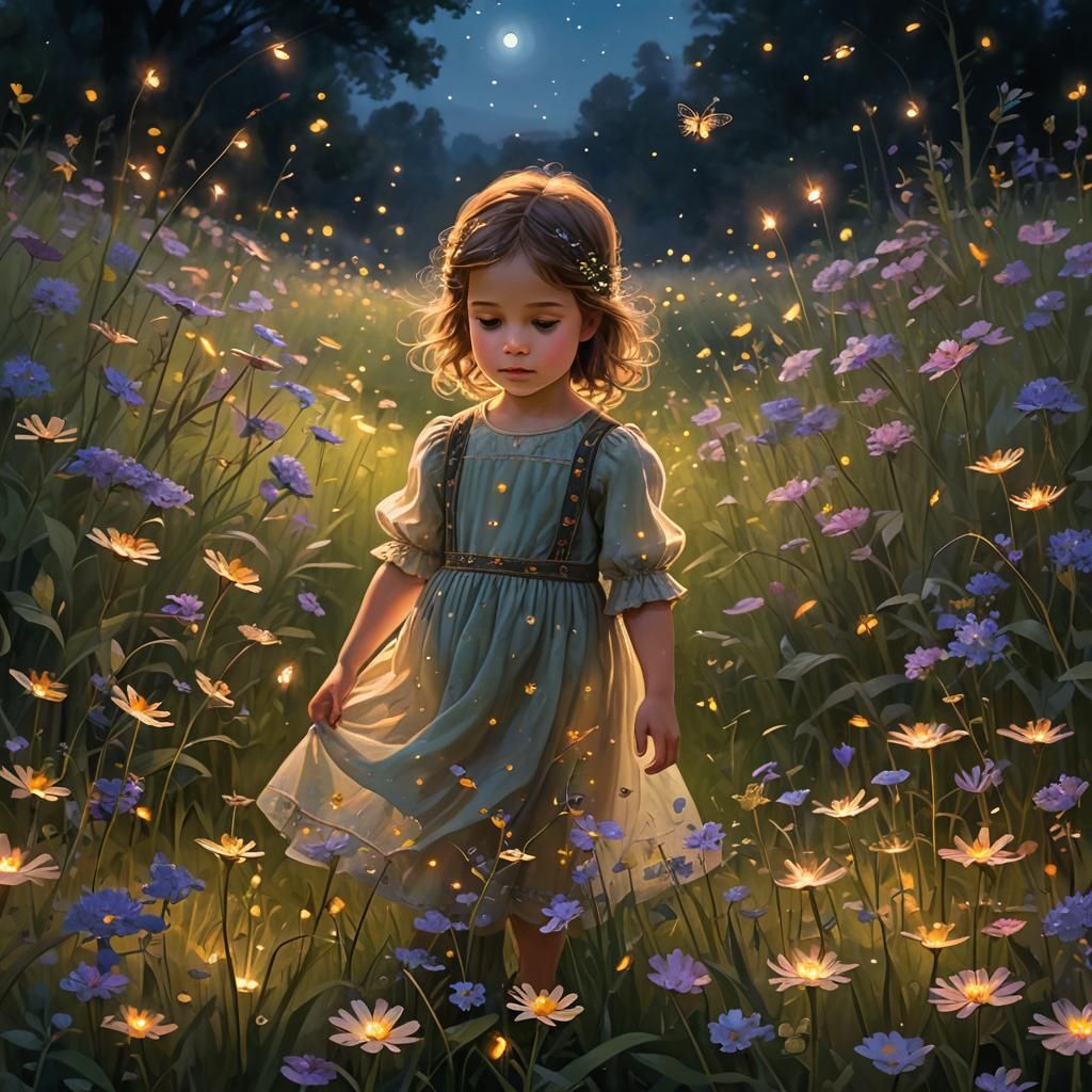 Ethereal Meadow at Dusk: A Matte Painting