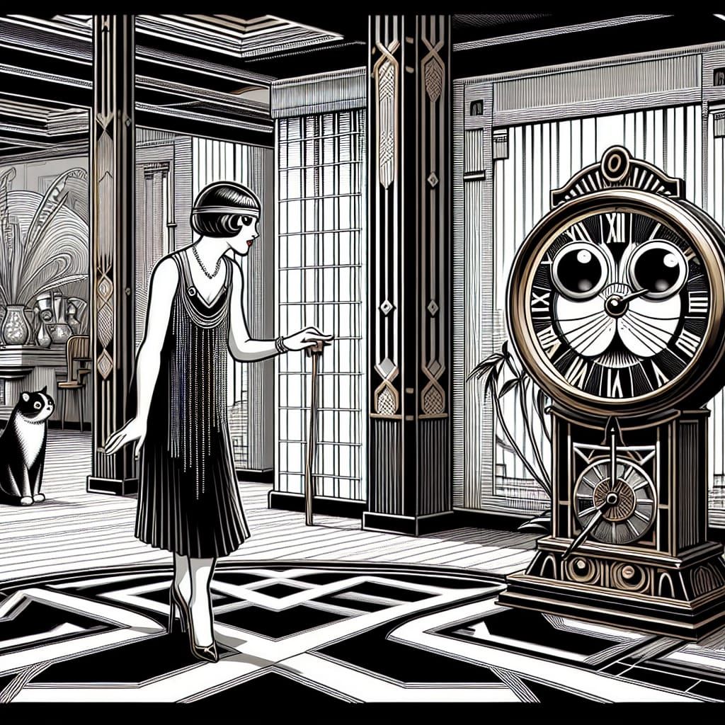 Lively 1930s Art Deco Studio with Kit-Cat Clock