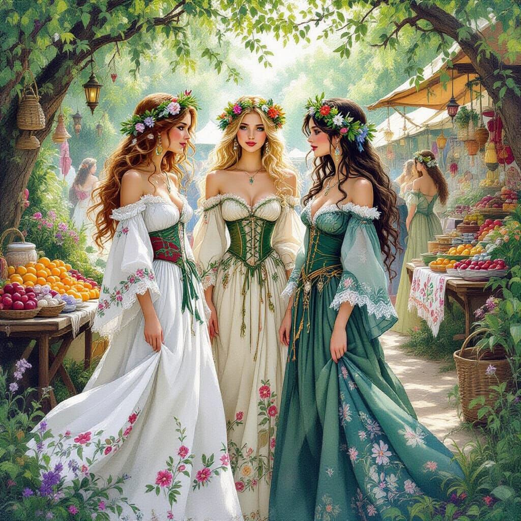 Whimsical Faerie Market in 90s Fantasy Style