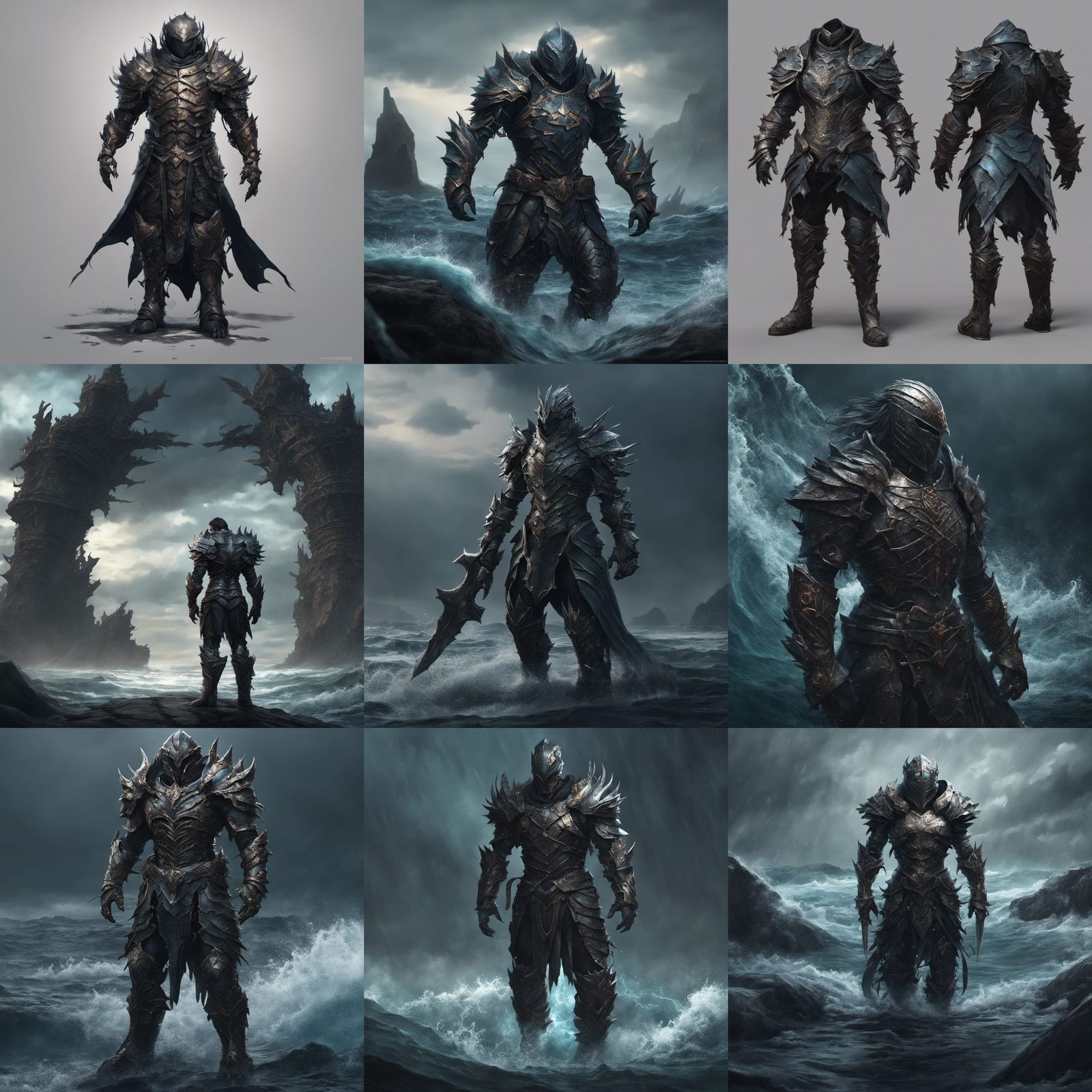 Dark Fantasy Ocean Armor Concept Art