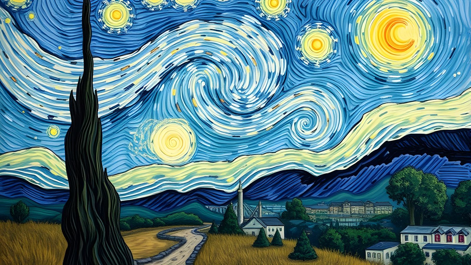 Lush Landscape in Post-Impressionist Style