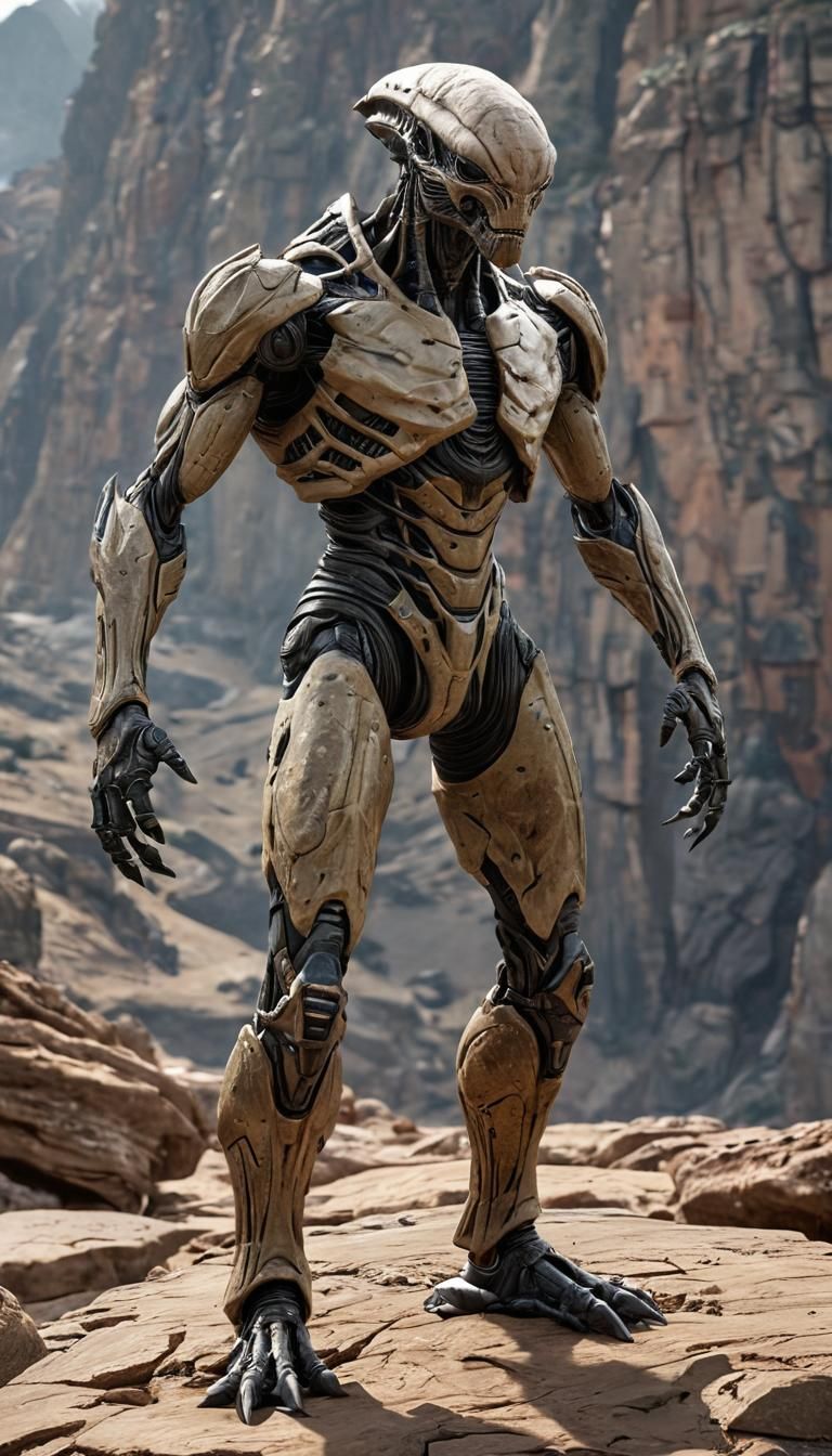 Depict an alien known as Terrakron, a massive creature adapt...