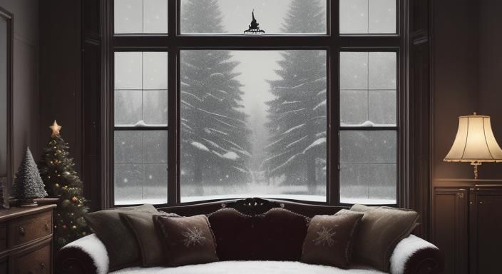 Cozy Christmas Eve Interior Scene at Night