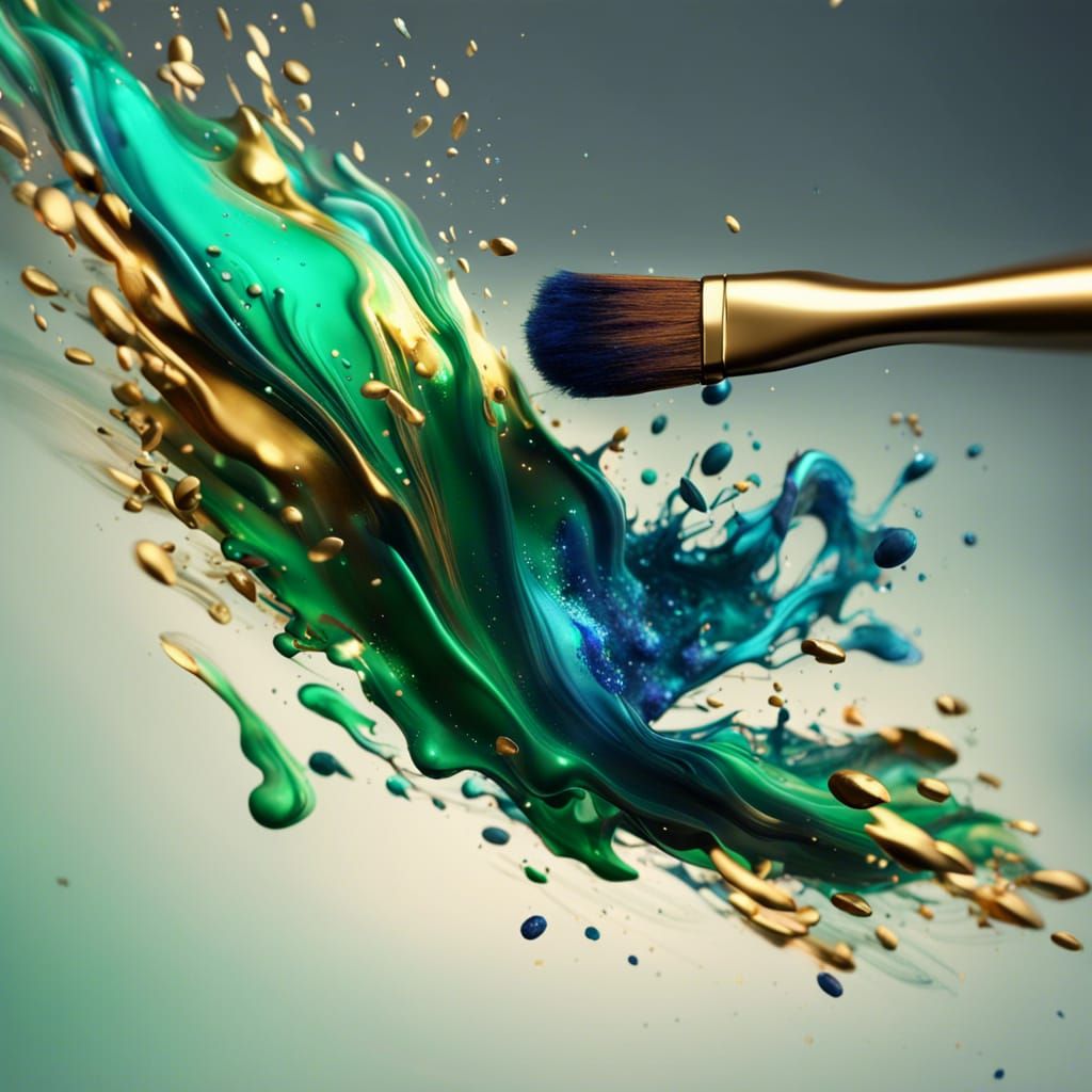 Magic Brush Painting Glittering Strokes in 3D Digital Art
