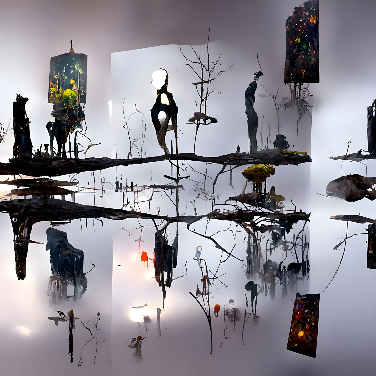 Eerie Mannequins in Post-Apocalyptic Forest