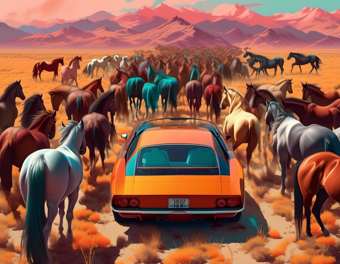 Mustang with mustangs.